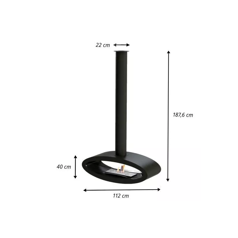 Modica suspended ethanol fireplace Colour Black