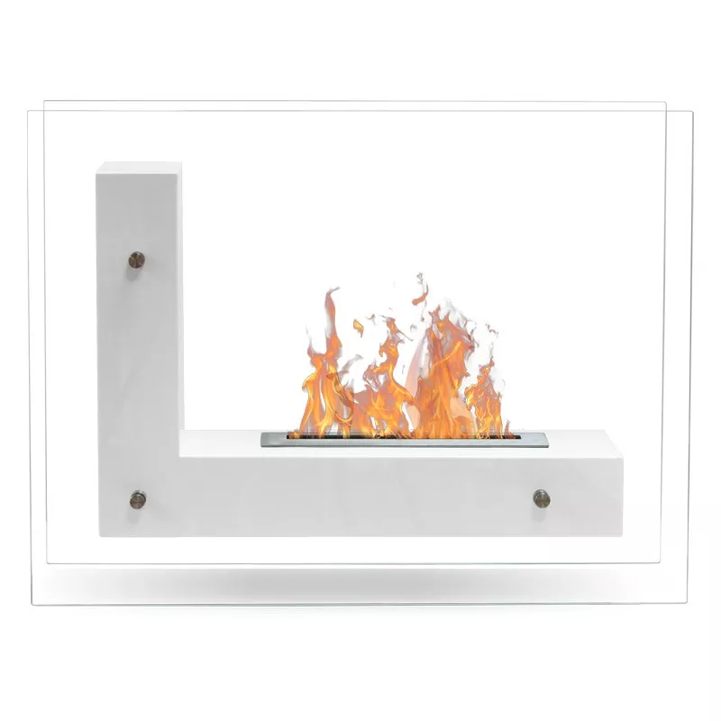 Cheminée à éthanol Luna, foyer à poser au sol 3kW Couleur Blanc Brûleur 2.4L / 4.5kW