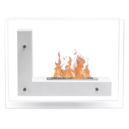 Cheminée à éthanol Luna, foyer à poser au sol 3kW Couleur Blanc Brûleur 2.4L / 4.5kW