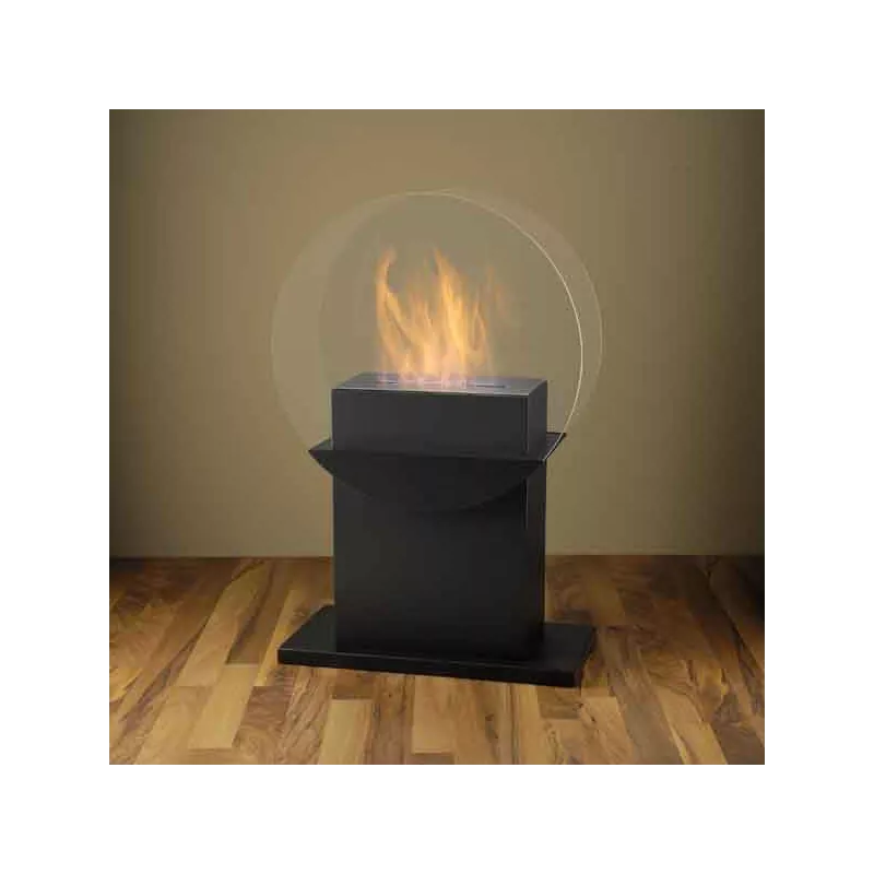 Cheminée a poser Fluvia, 78x60x24cm - Brûleur 3 kW Couleur Noir