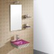 Lavabo suspendu verre rose et chrome Bubble