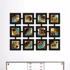 Tableau contemporain 12 cadres reliés, 135x100 cm