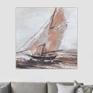 Tableau bateau, toile de marine, 80 x 80 cm