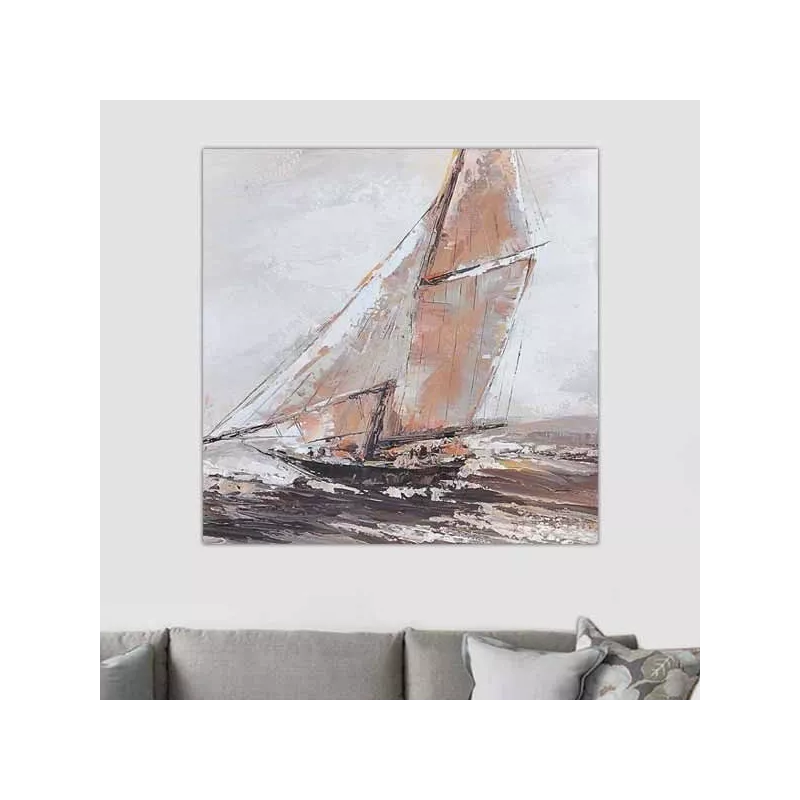 Tableau bateau, toile de marine, 80 x 80 cm