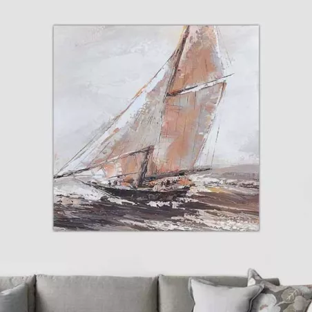 Tableau bateau, toile de marine, 80 x 80 cm