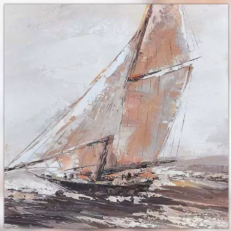 Tableau bateau, toile de marine, 80 x 80 cm