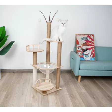 Kratzbaum aus Massivholz - Für aktive und verspielte Katzen