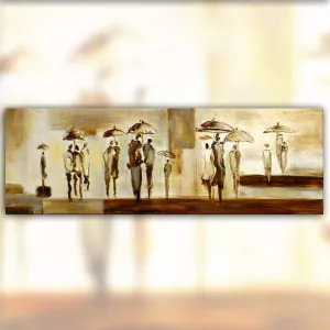 Peinture contemporaine pluie 152 x 51 cm