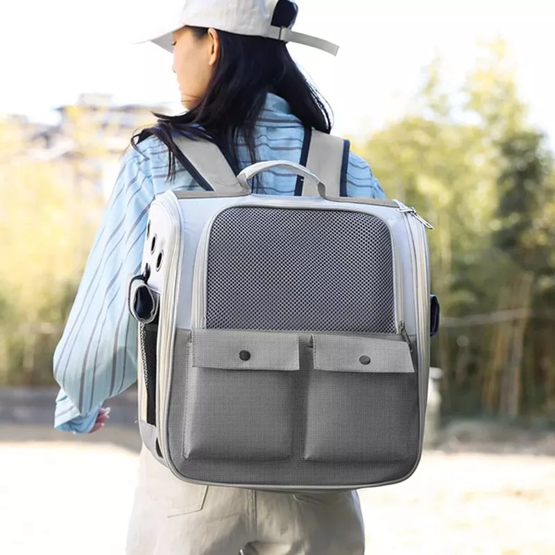 Rucksack für Haustiere, praktischer Transport Farbe Grau