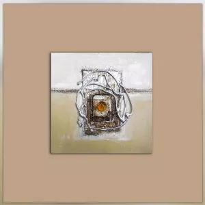 Composition abstraite marron et beige, 40x40cm