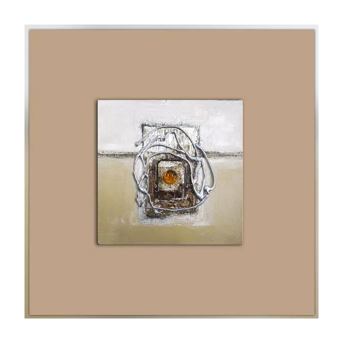 Composition abstraite marron et beige, 40x40cm
