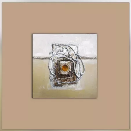 Composition abstraite marron et beige, 40x40cm