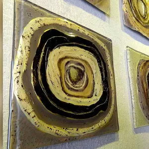 Zeitgenössisches Gemälde Glasquadrate, 105 x 105 cm