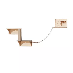 Árbol para gatos de madera maciza - Instalación sencilla en la pared