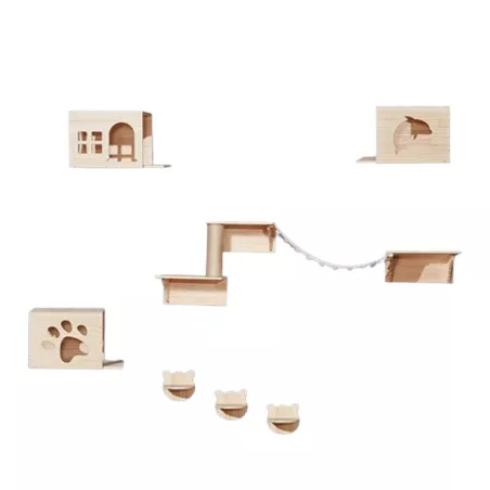 Katträd i massivt trä - elegant design för lek och avkoppling