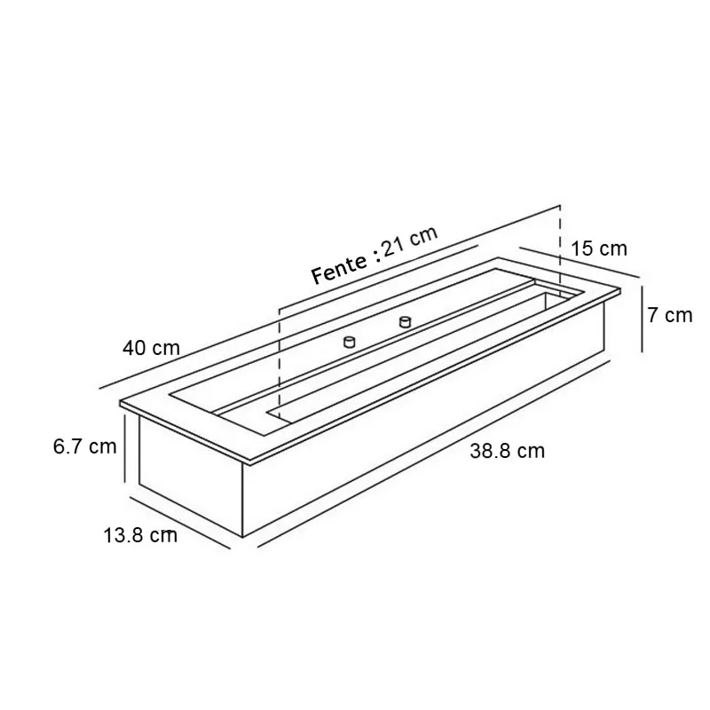 Bruciatore a bioetanolo da 40 cm, riscaldamento 3 kW