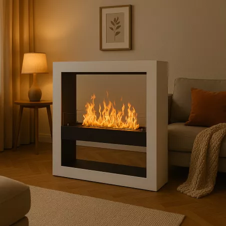 XXL ethanol fireplace Calgari, 80 cm burner Colour Brilliant White