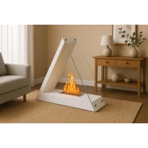 Kheops triangular bio ethanol fireplace, 80x68x30cm