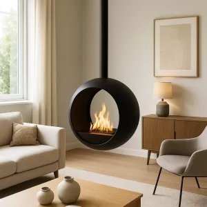 Cheminée éthanol Cento suspendue – Design rond 3 kW