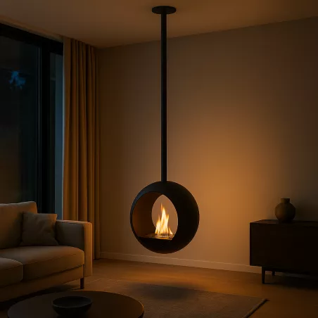 Cheminée éthanol Cento suspendue – Design rond 3 kW