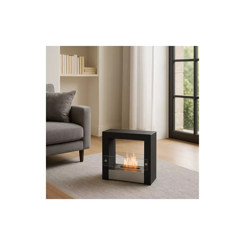 Cheminée à éthanol Escape, 50x50x25cm Couleur Noir