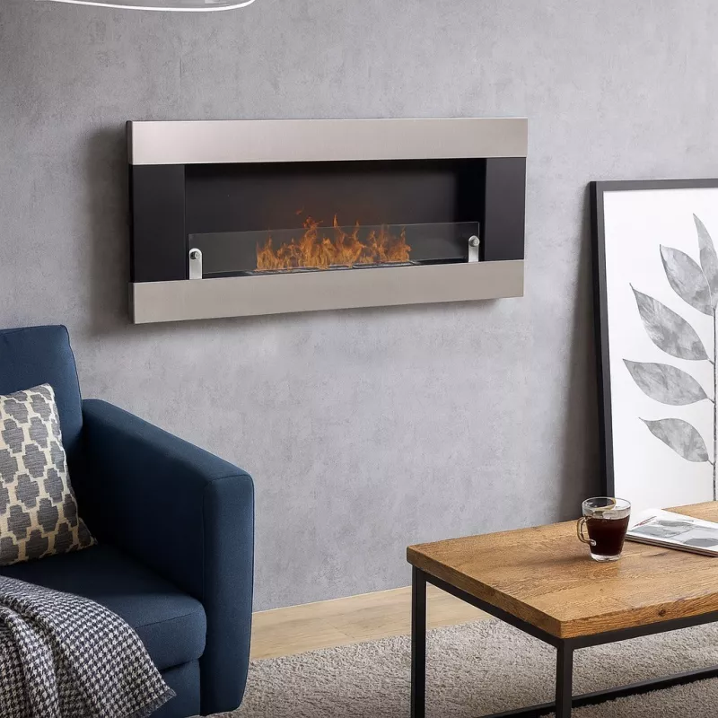 Cheminée éthanol murale Aston Couleur Inox brossé Brûleur 3L/6.5kW