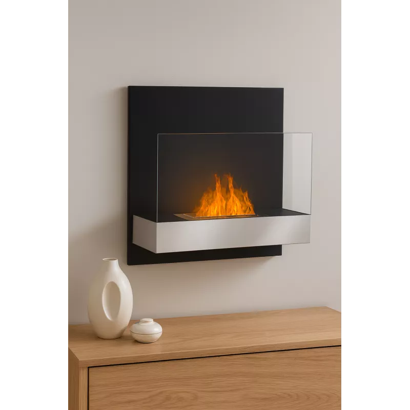 Tosno ethanol wall-mounted fireplace : Wikao Colour Brushed stainless steel