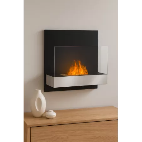 Tosno ethanol wall-mounted fireplace : Wikao Colour Brushed stainless steel