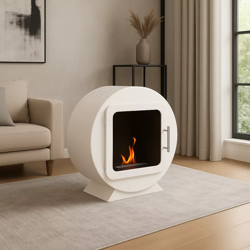 Cylindrical ethanol fireplace - Ovedia Colour Brilliant White