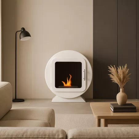 Cylindrical ethanol fireplace - Ovedia Colour Brilliant White