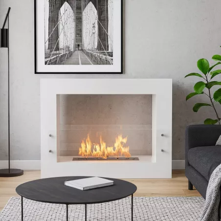 Ethanol-Kamin zum Aufstellen auf dem Boden Boston design Farbe Weiß Brenner 3L/6.5kW