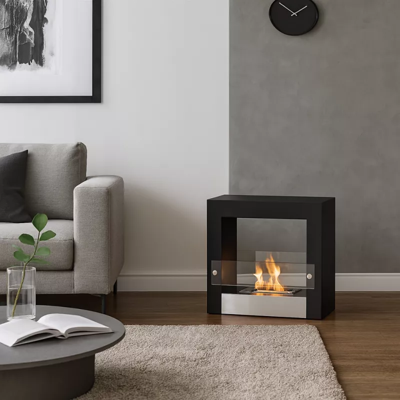 Escape ethanol fireplace, 50x50x25cm Colour Black
