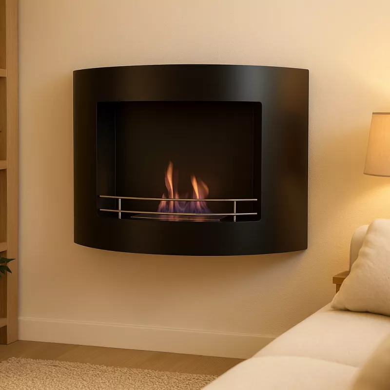 Cheminée à ethanol Harmonie, 84x27x68cm Couleur Noir Brûleur 2.2L/4kW