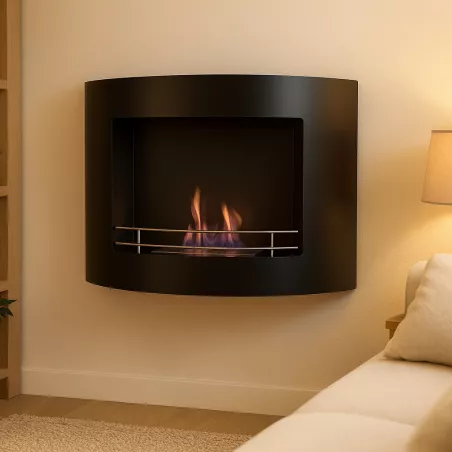 Cheminée à ethanol Harmonie, 84x27x68cm Couleur Noir Brûleur 2.2L/4kW