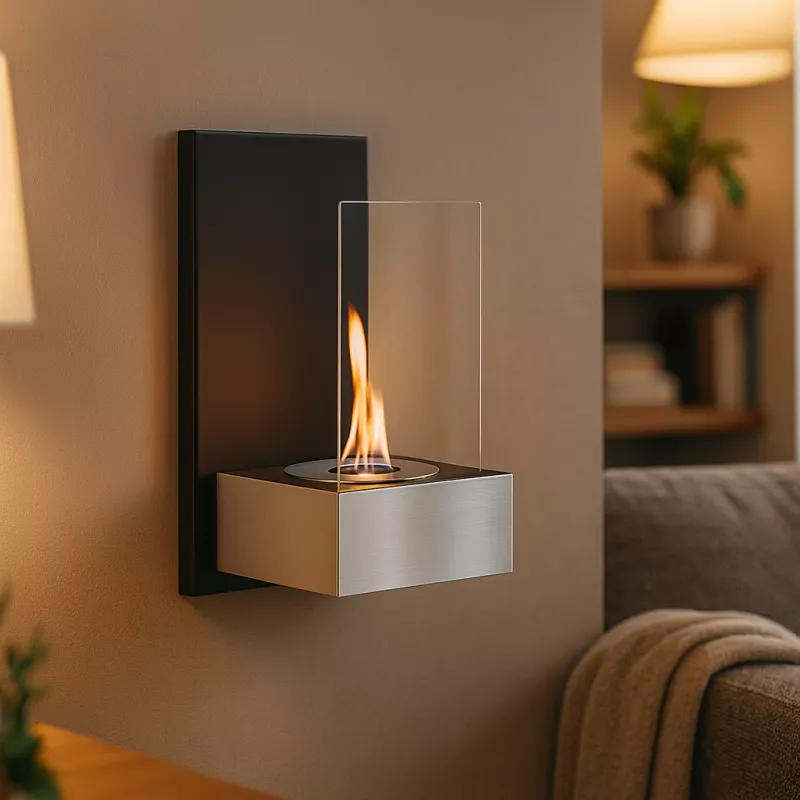 Cheminée applique murale Tab, 60x20x15 cm Couleur Inox brossé