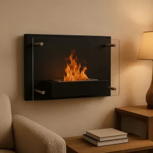 Cheminée éthanol FireGlass, paroi vitrée