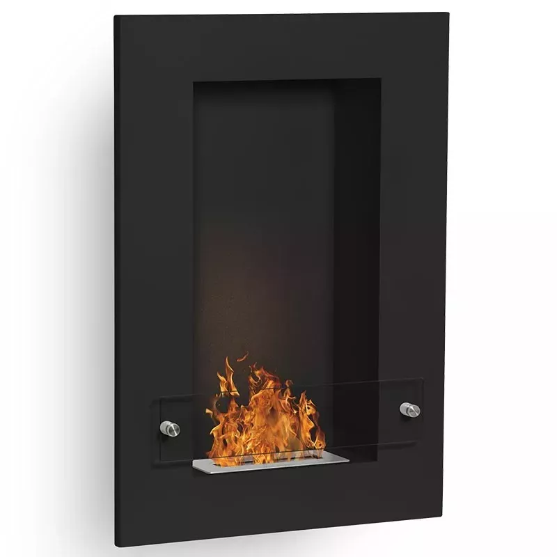 Cheminée éthanol murale Vertigo, 80x56x16cm Couleur Noir