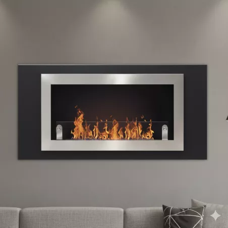 Âtre mural Stockholm, 2 foyers pour 5.4kW Couleur Inox brossé