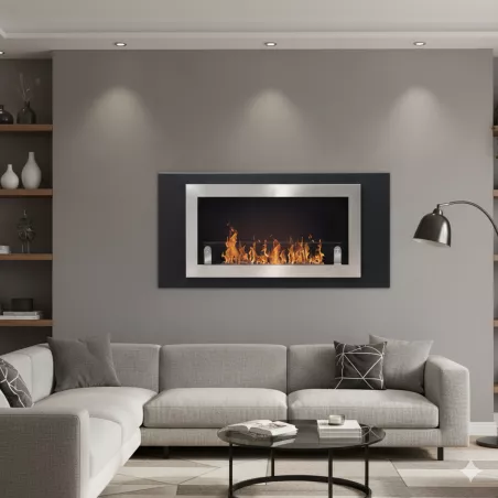 Âtre mural Stockholm, 2 foyers pour 5.4kW Couleur Inox brossé