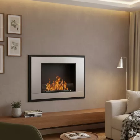 InVivo 4kW bioethanol fireplace, 80x18x59 cm Colour Brushed stainless steel