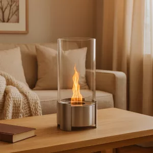 Round glass ethanol fireplace Twister