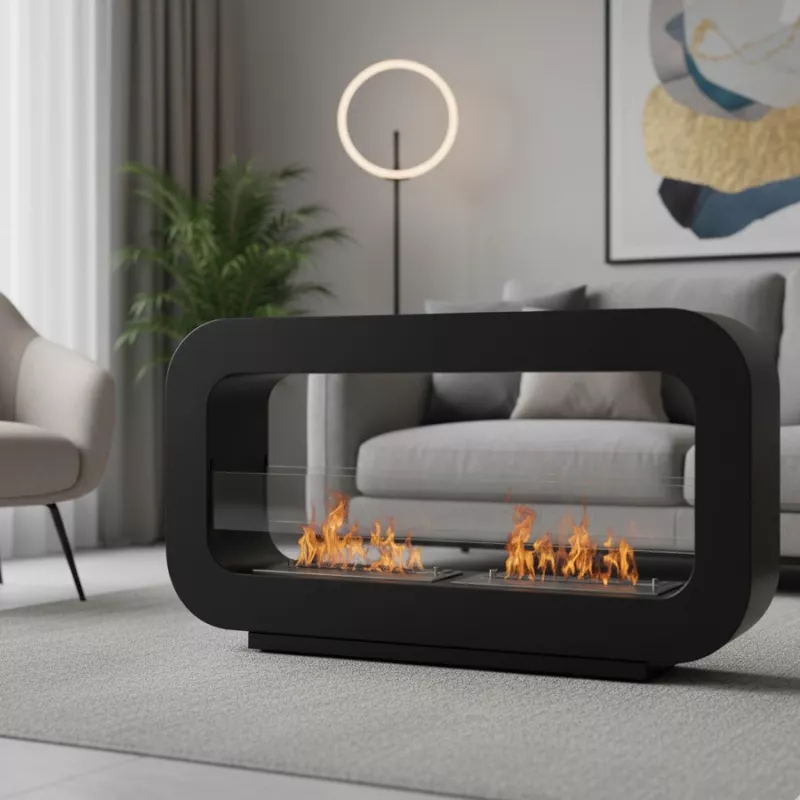 Fireplace with two burners Colour Black