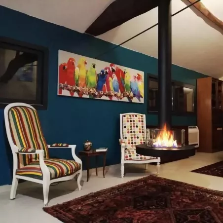 Hängender Ethanol-Kamin mit 2 Brennern Farbe Schwarz