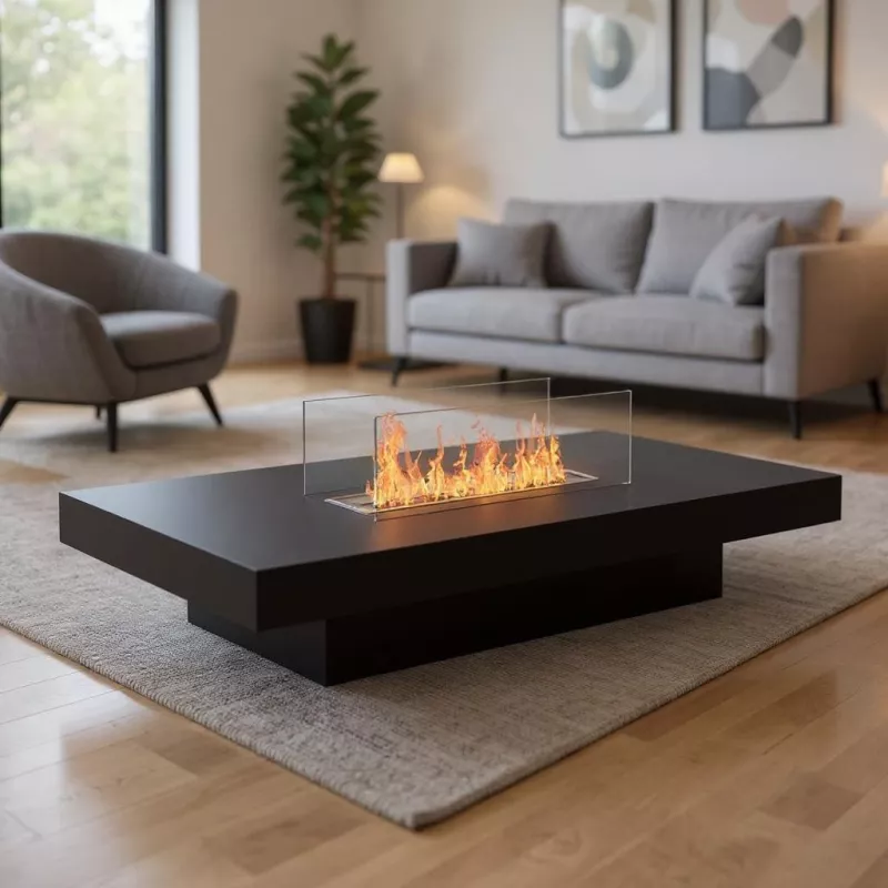 Coffee table with bio-ethanol burner Colour Black