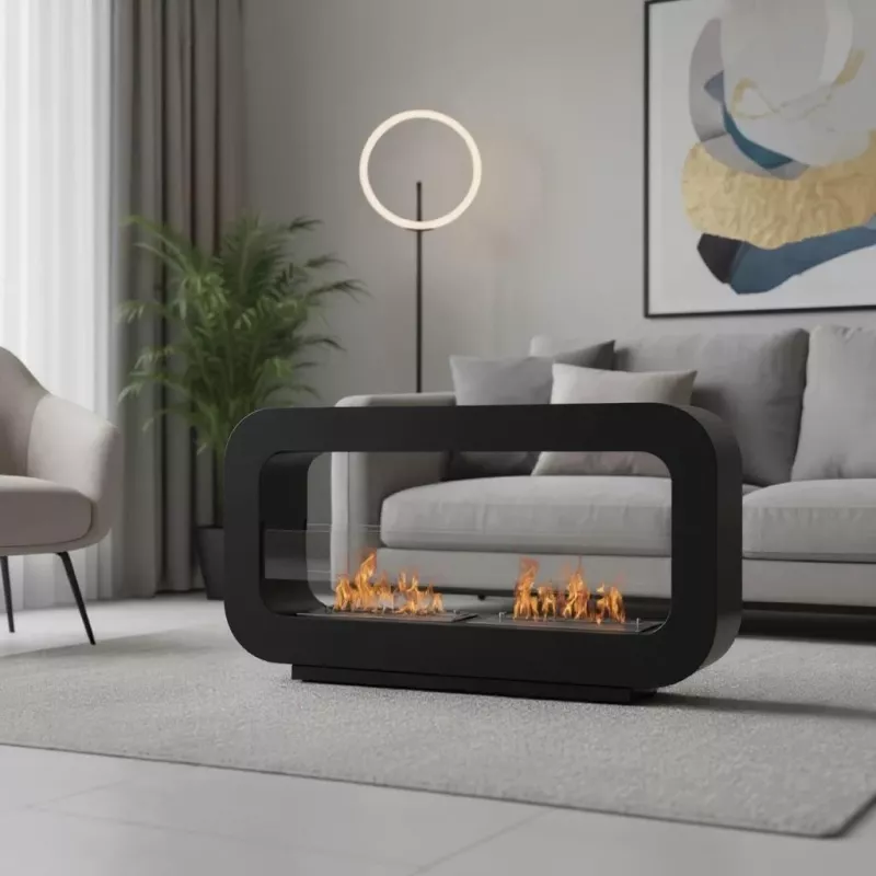 Öppen spis med två brännare Färg Svart