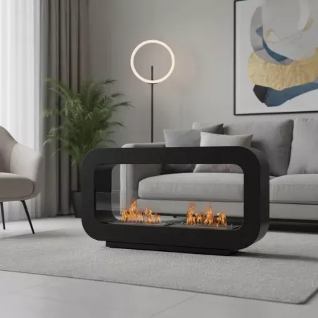 Öppen spis med två brännare Färg Svart