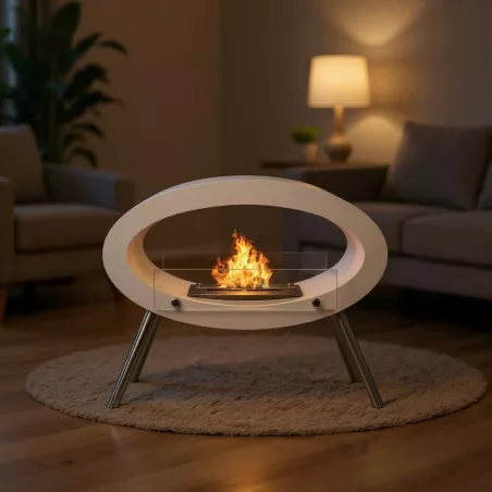 Cheminée sur pied Ambroise Couleur Blanc