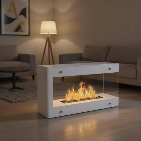 Caminetto a 1 fuoco da terra Torino Grande Colore Bianco brillante