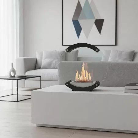 Floor-standing ethanol fireplace, round, black Colour Black