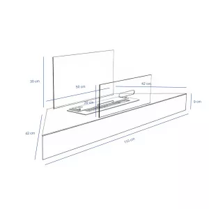 Anglo corner fireplace, 110 x 30 x 9.5 cm